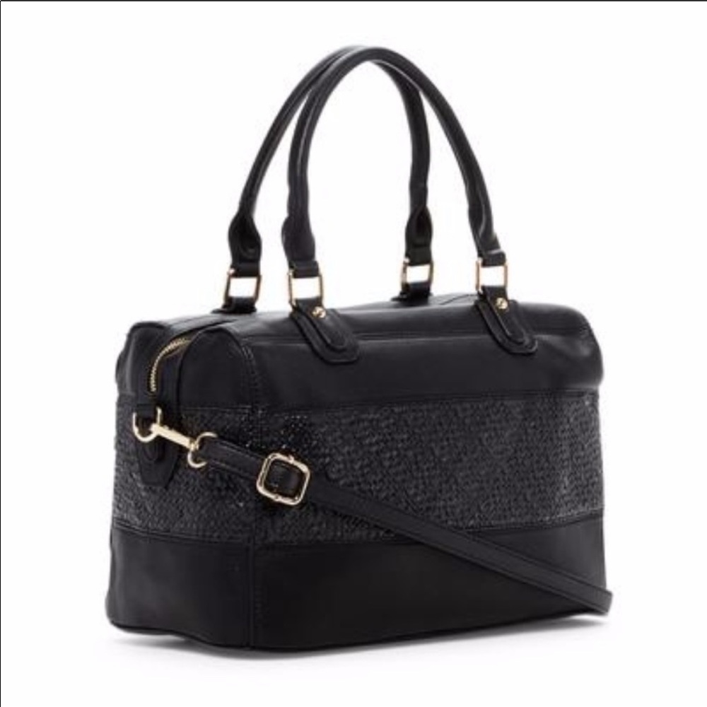 💕 Two-Tone Faux Leather Satchel 💕 - Picture 1 of 3